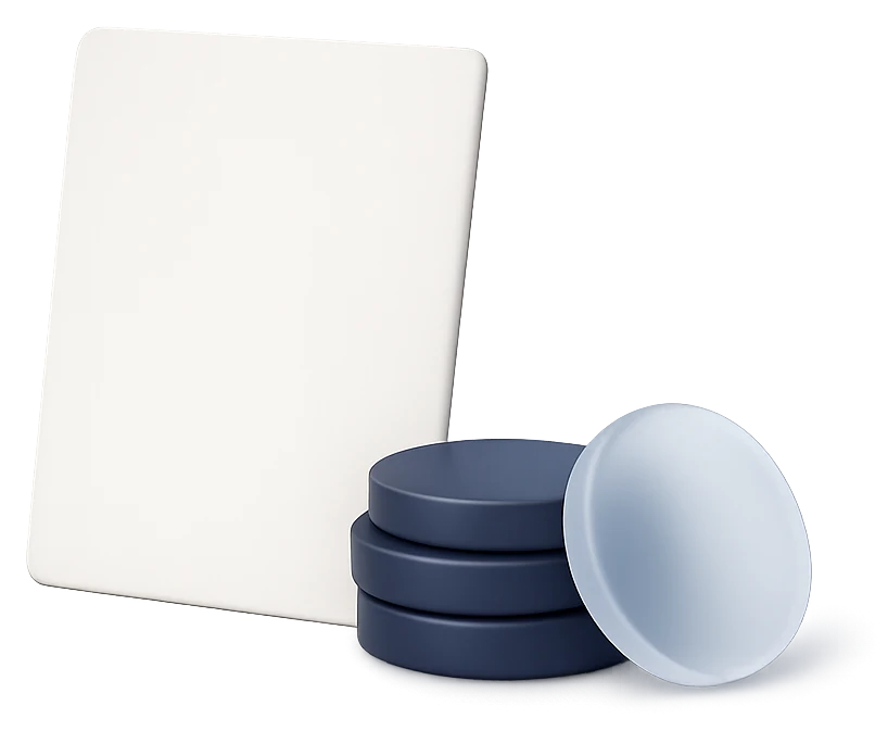 Documento blanco con monedas azul marino