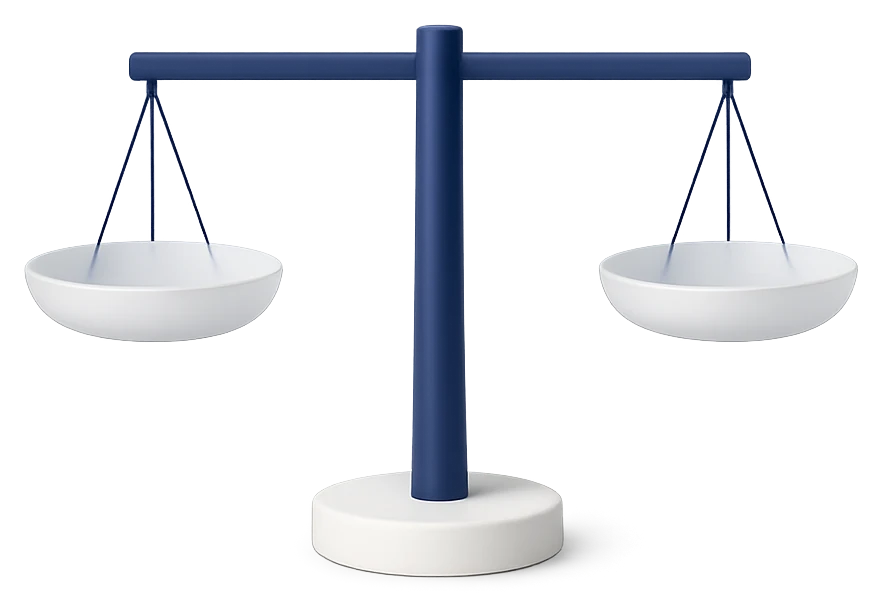 Balanza de la justicia en azul marino y blanco